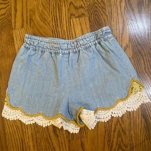 Matilda Jane Joanna Gaines Chambray Loose Fit Shorts with Lace Trim